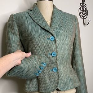 Harvé Bernard Herringbone Cropped Career Jacket